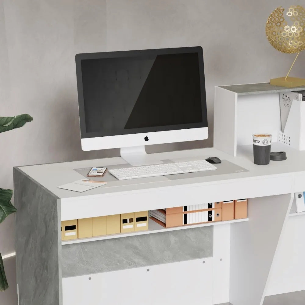 Modern Reception Desk with Shelves