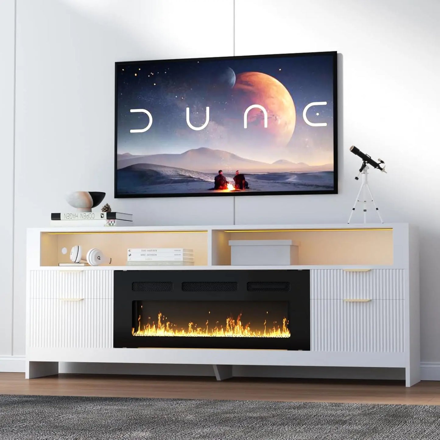 LED Light Entertainment Center w/ 36" Electric Fireplace