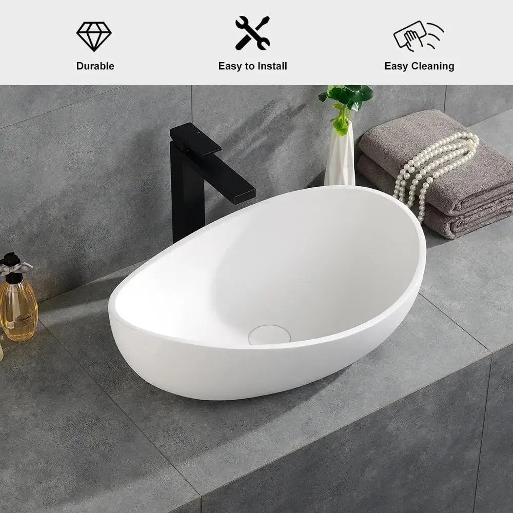 22.4" Oval Modern Countertop Ceramic Vessel Sink