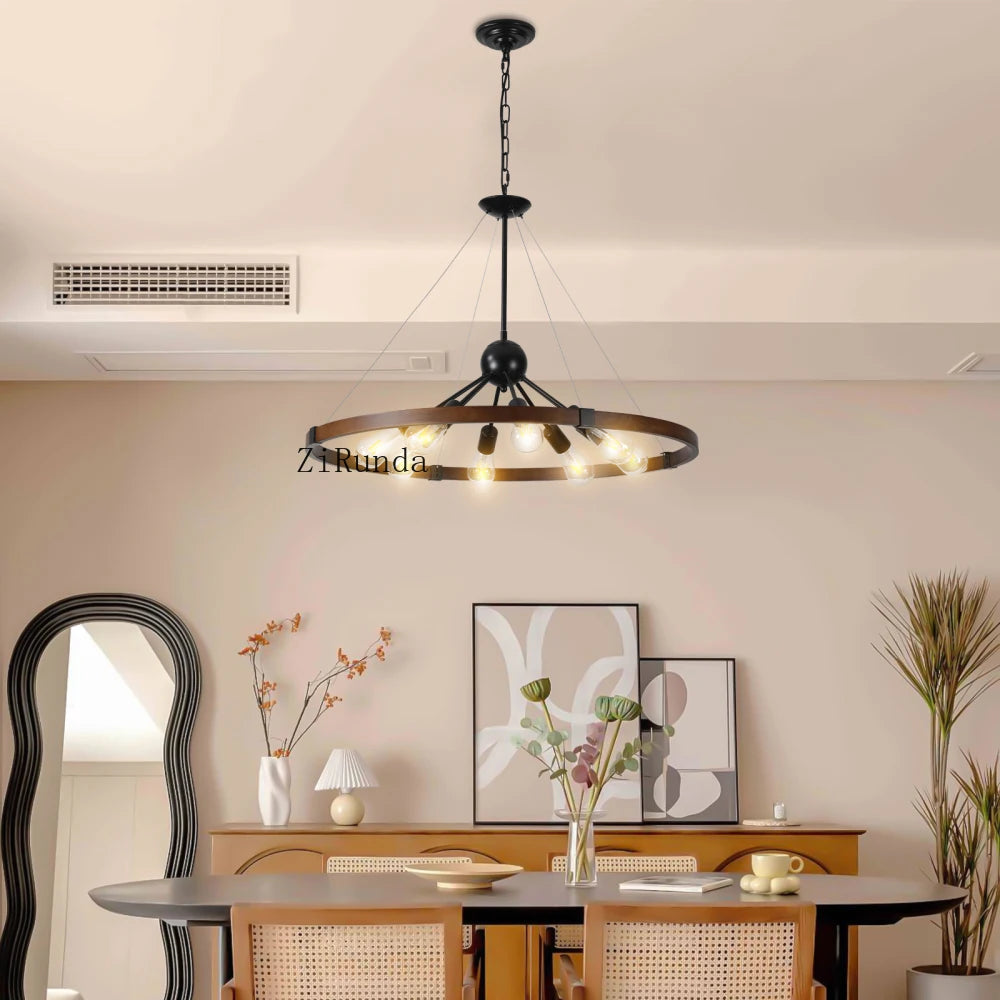 8-Light Retro Farmhouse Chandelier