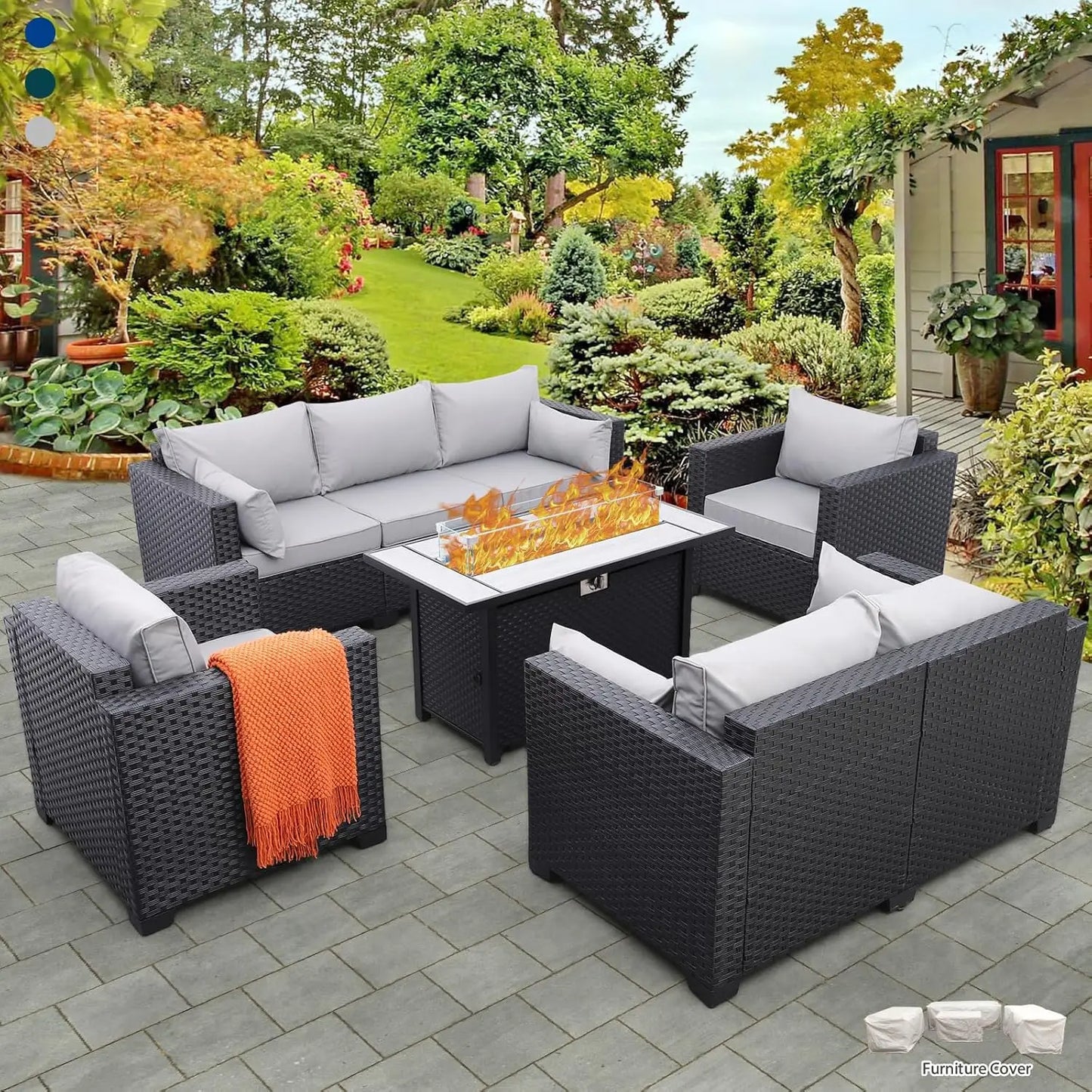 Outdoor Patio Furniture Set With 45In Fire Pit