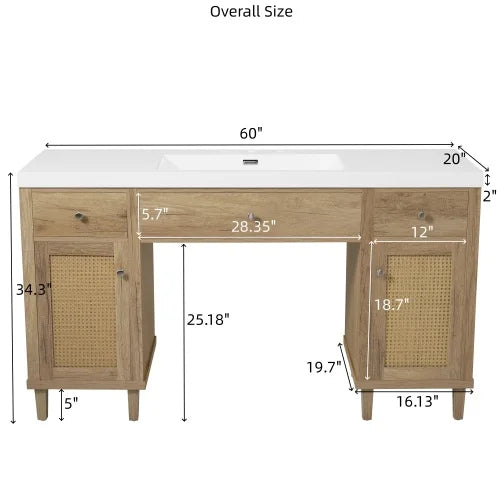 60 Inch Bathroom Vanity with SMC Sink