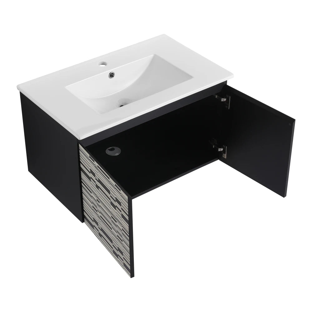 30'' Floating Ceramics Sink w/ Soft-Close Cabinet Door