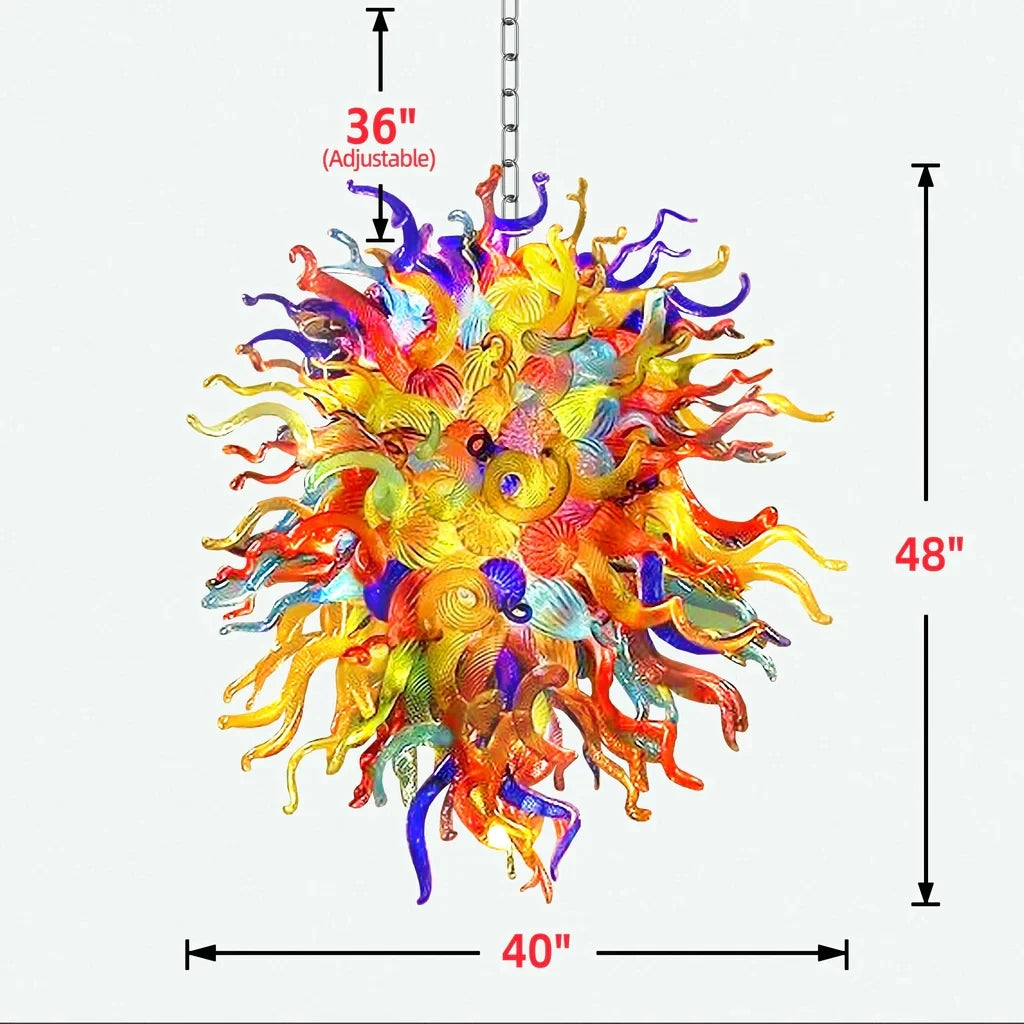 Multi Color  Hand Blown Glass Chandelier