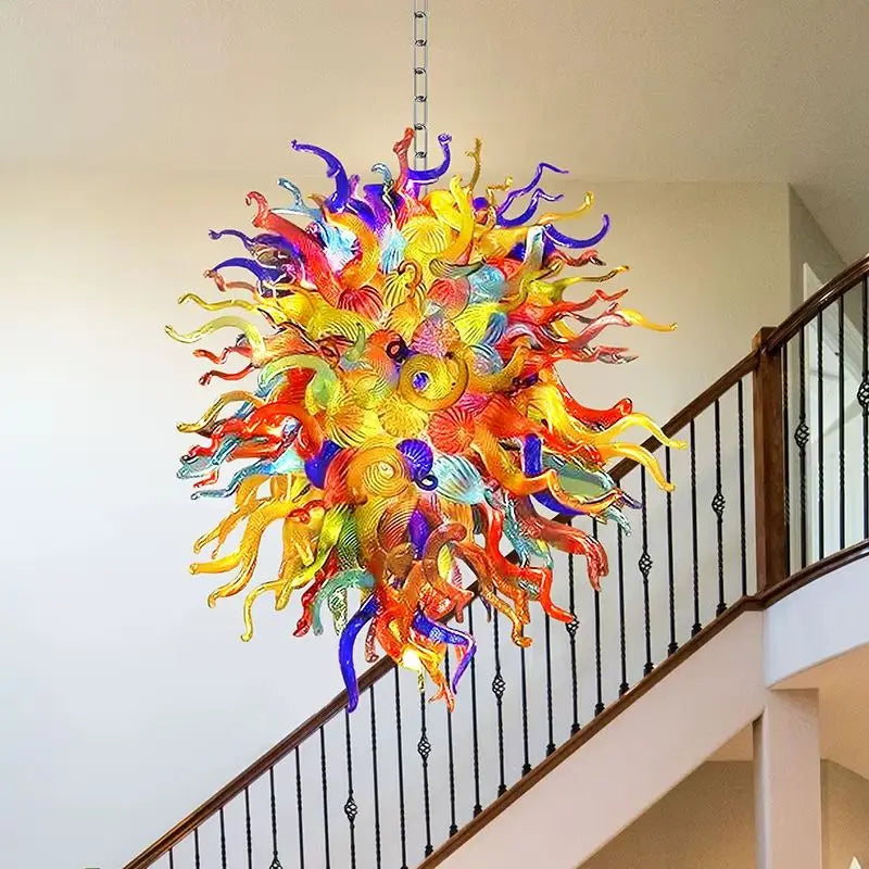 Multi Color  Hand Blown Glass Chandelier