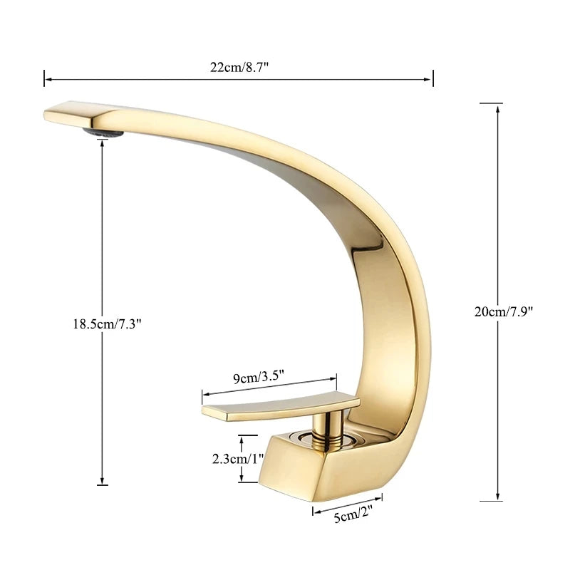 Curved Bathroom Basin Faucet