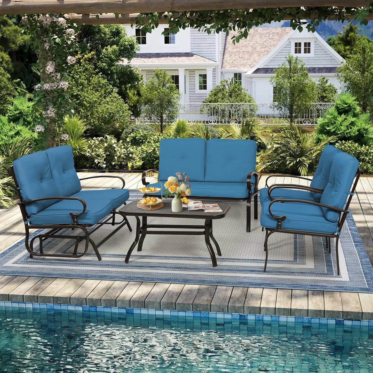 5-Piece Outdoor Metal Patio Furniture Sets