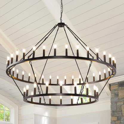 Modern Rustic 2 Tiers Wagon Wheel Chandelier