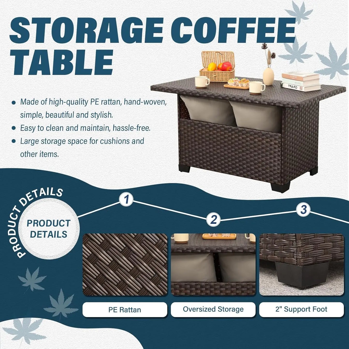 9 Pieces Peacock Blue Wicker Patio Furniture Set