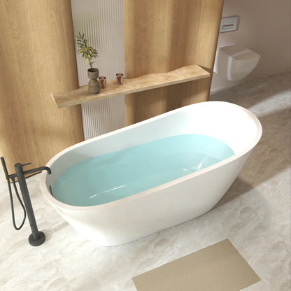 59" Gloss White Finish Freestanding Bathtub