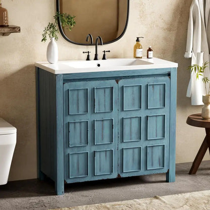 36" Pedestal Sink Cabinet with 2 Soft-Close Doors