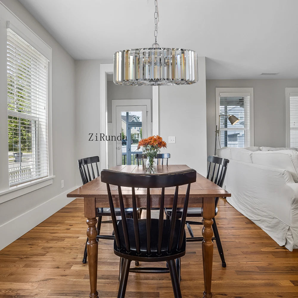 Modern 17" Chrome Crystal Pendant Chandelier