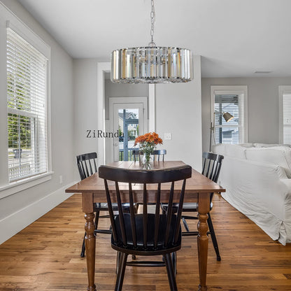 Modern 17" Chrome Crystal Pendant Chandelier