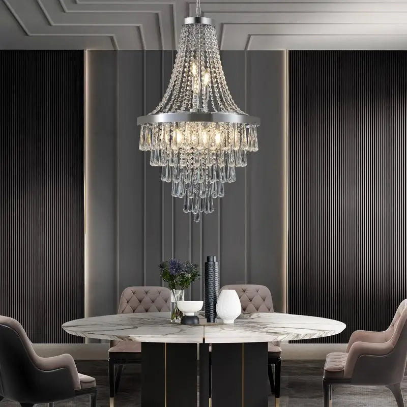 20" Modern Chrome Crystal Chandelier