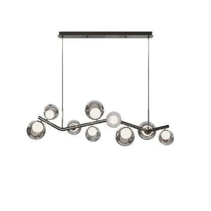 Smoky Gray Glass Led Hanging Chandelier