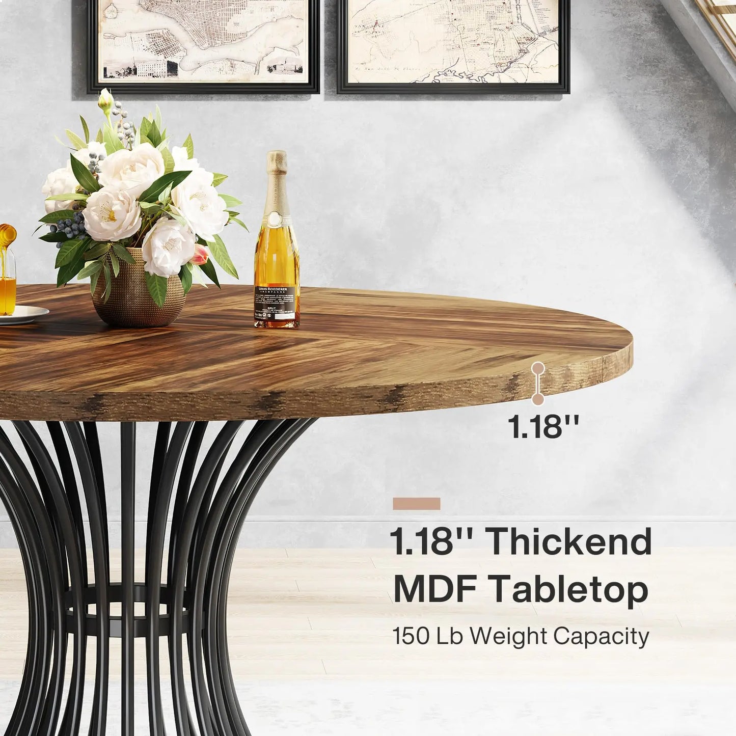 Round Kitchen Dining Table for 4-6 People