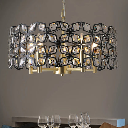 39" Modern Black Gold Crystal Chandelier