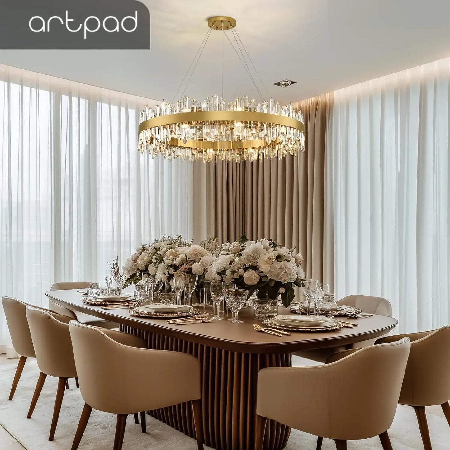 Modern Gold Crystal Chandelier