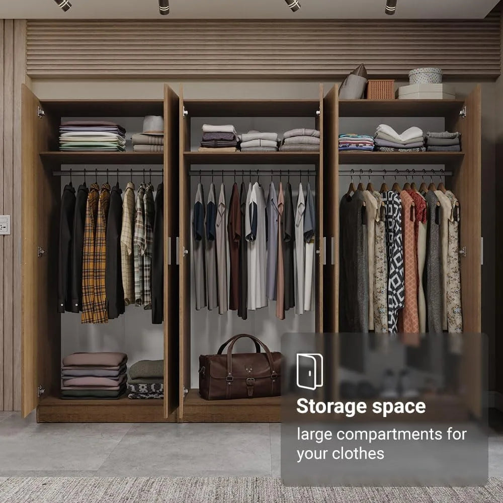6 Doors Bedroom Organization Unit (Rustic)