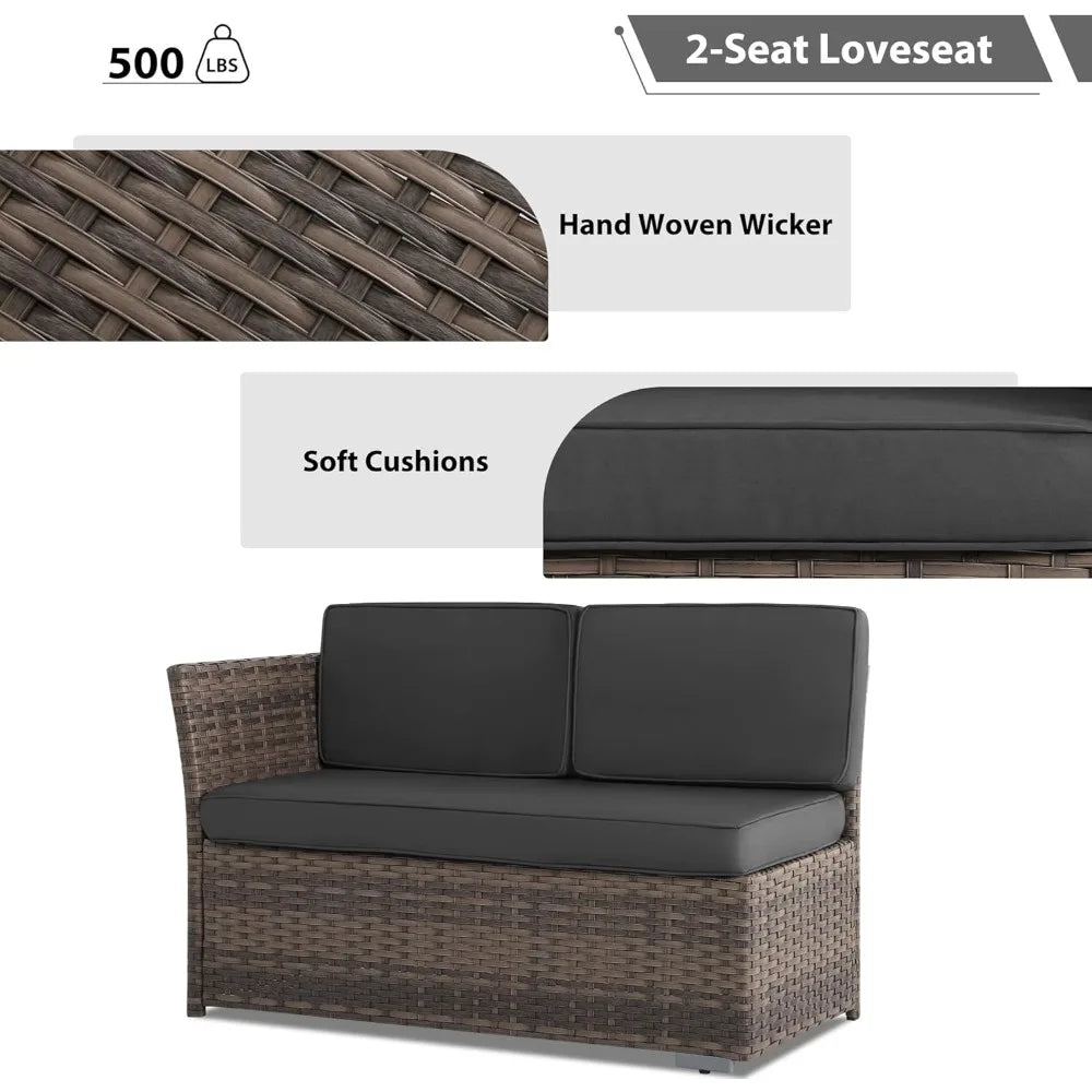 7 Piece Wicker Rattan Patio Furniture Set