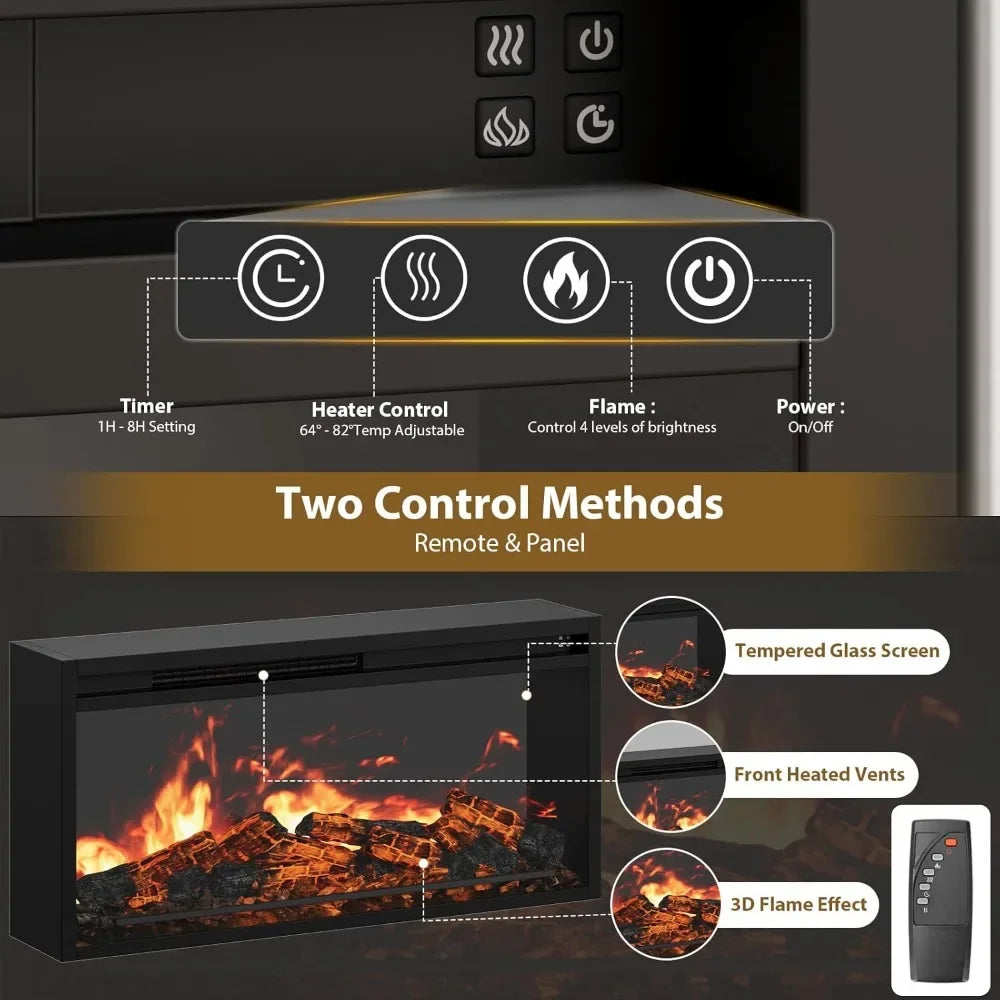 Modern Entertainment Center w/ 30" Electric Fireplace