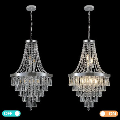 20" Modern Chrome Crystal Chandelier