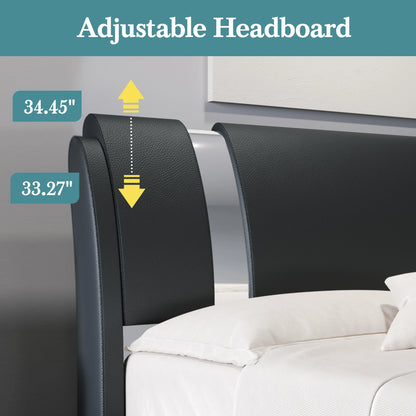 Modern Faux Leather Bed Frame with Iron