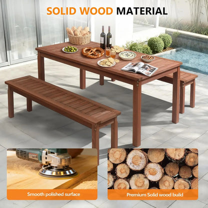 3-Piece Outdoor Wood Dining Set