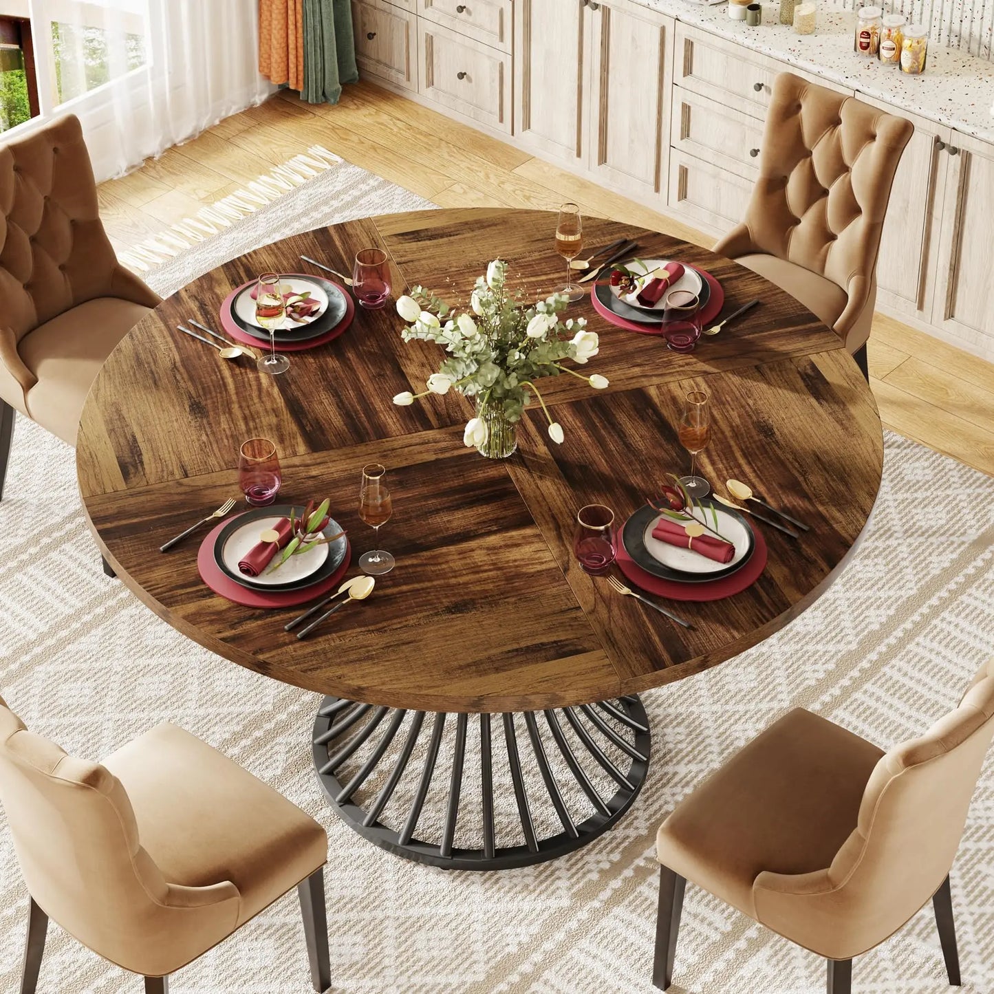 Round Kitchen Dining Table for 4-6 People