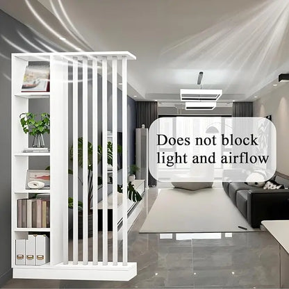 Freestanding Room Divider with Shelves
