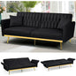 70” Velvet Futon Sofa Bed with 2 Pillows and Adjustable Armrests