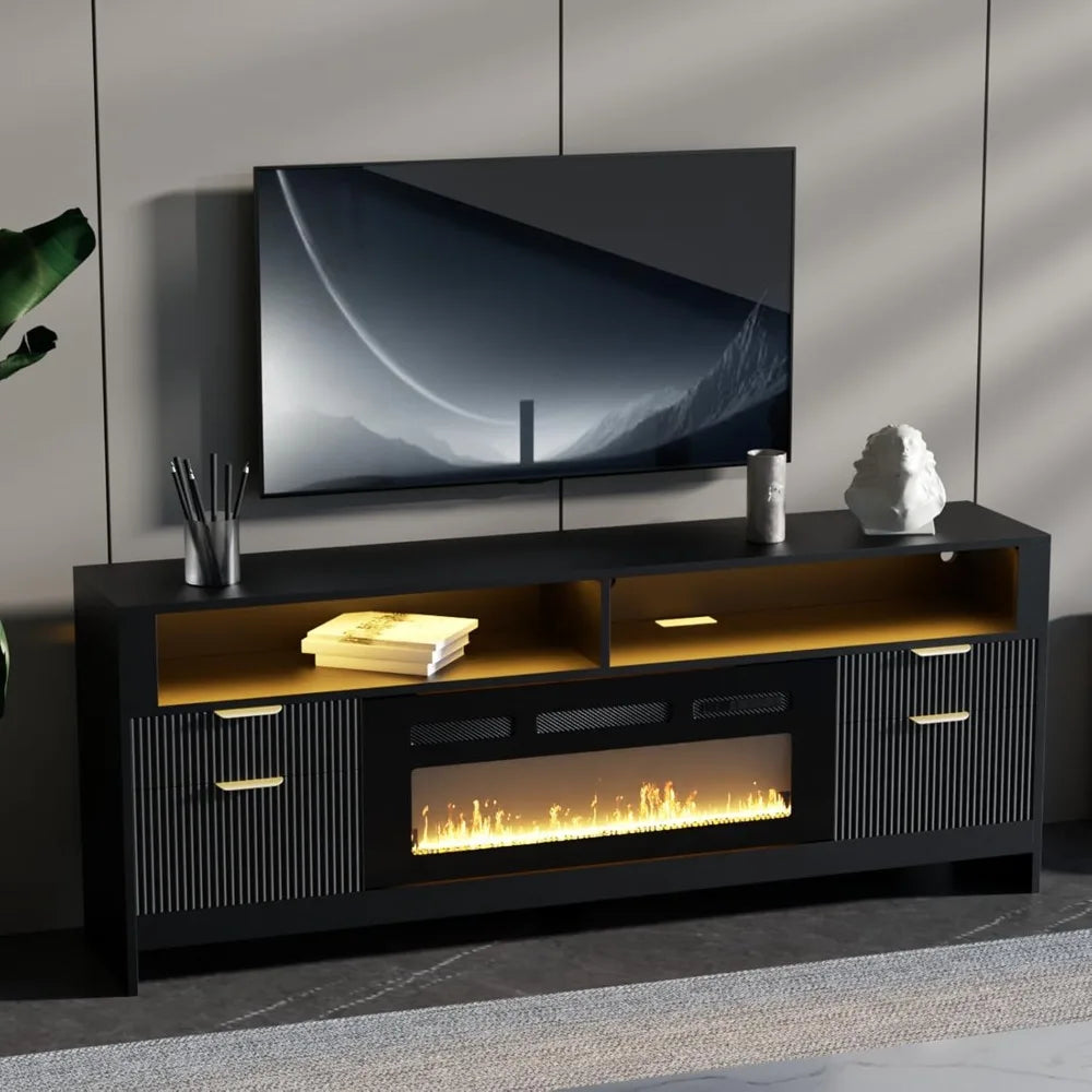 LED Light Entertainment Center w/ 36" Electric Fireplace