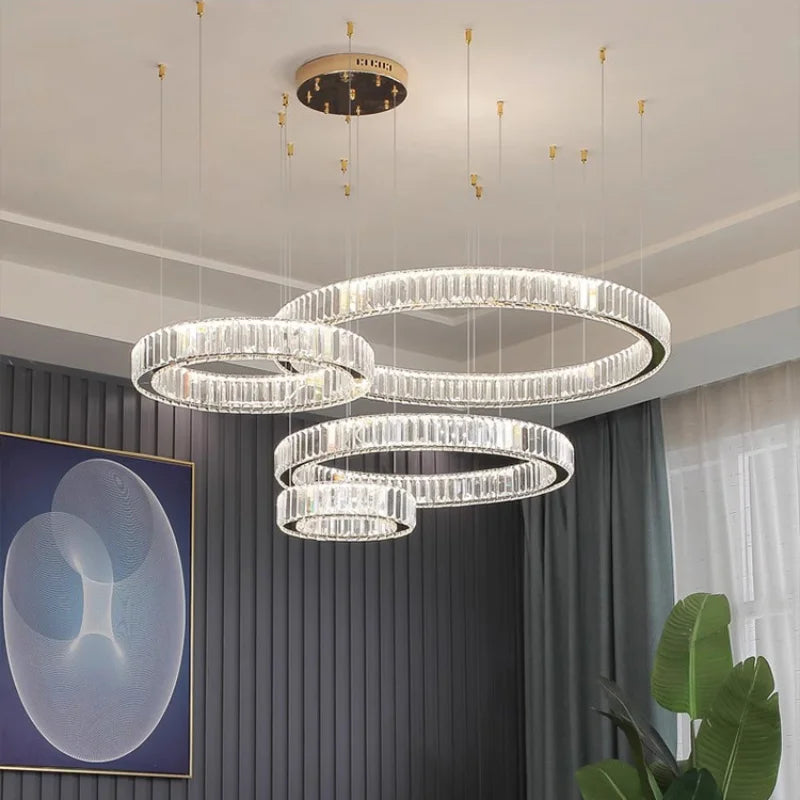 Modern Luxury Crystal Ring Chandelier