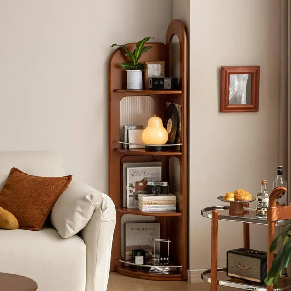 Solid Wood 4-Tier Bookshelf Open Storage