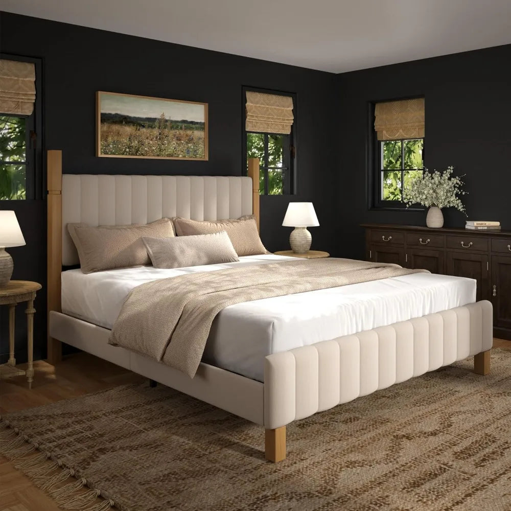 Luxury Wood Posts Bed Frame