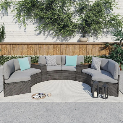 8-Piece Outdoor Half Moon Curved Patio Furniture Sofa Set