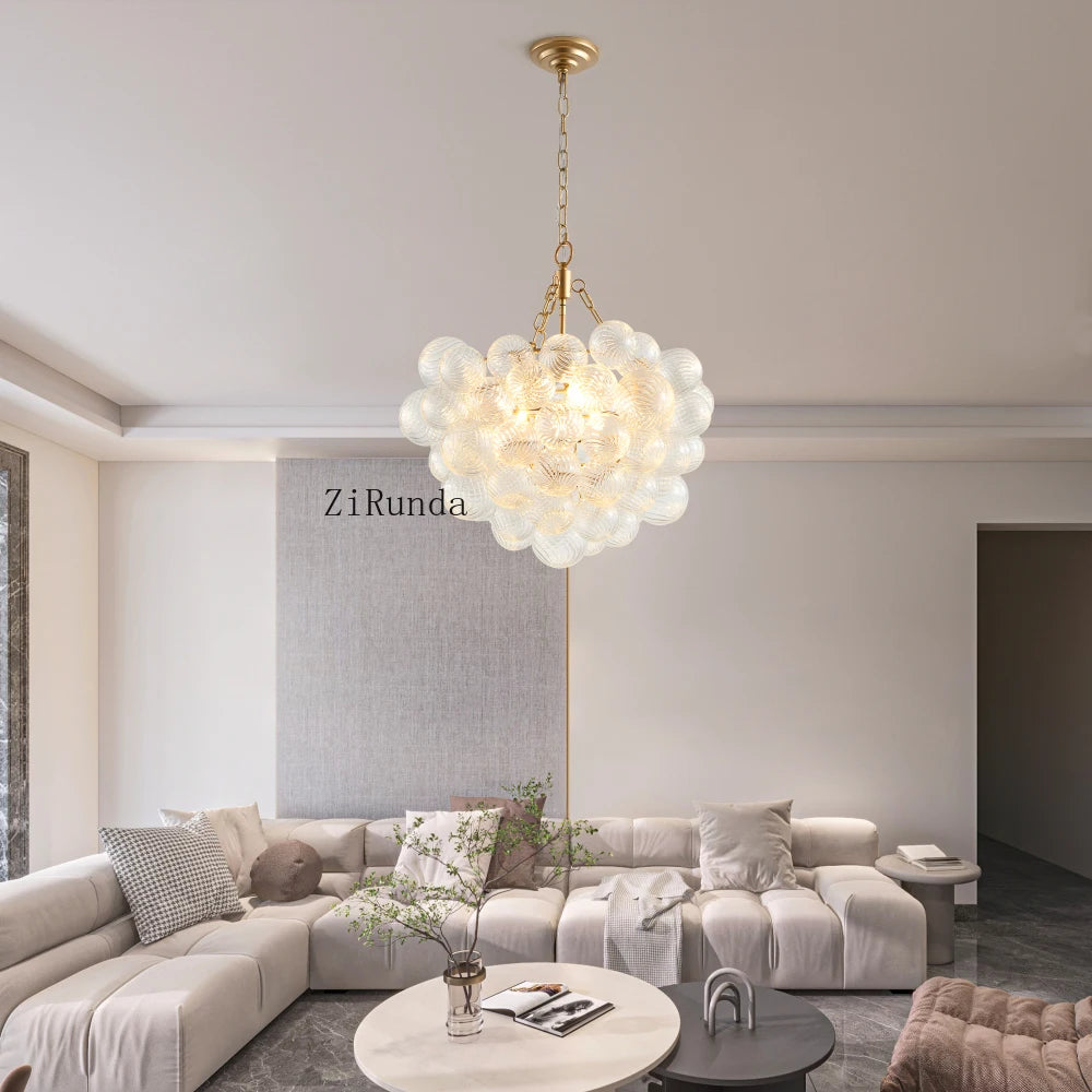 20" Gold Pendant Light Chandelier w/ Threaded Clear Globe Glass