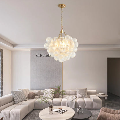 20" Gold Pendant Light Chandelier w/ Threaded Clear Globe Glass