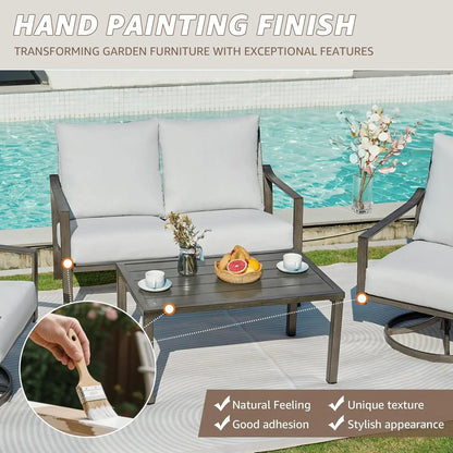 4 Piece Outdoor Metal Patio Furniture  Set