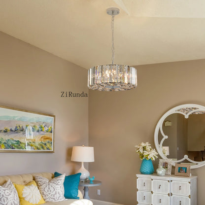 Modern 17" Chrome Crystal Pendant Chandelier