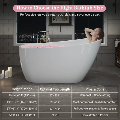 63" Acrylic Deep Soak Freestanding Tub