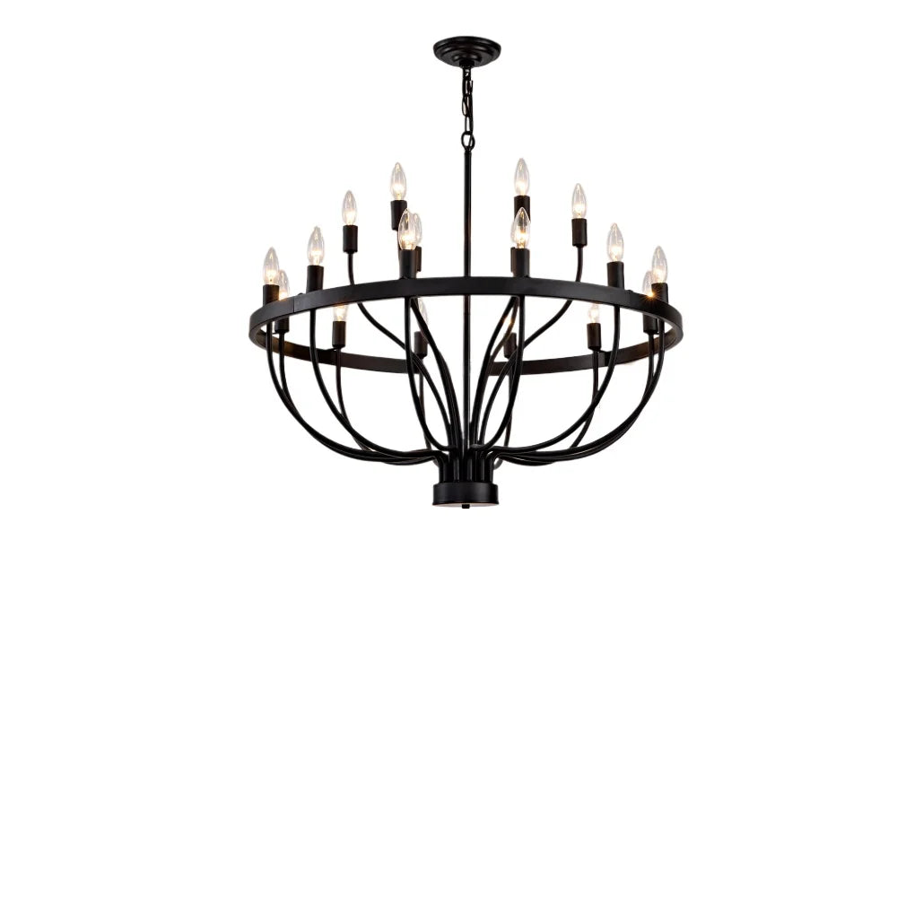 Rustic Vintage Industrial Black Chandelier