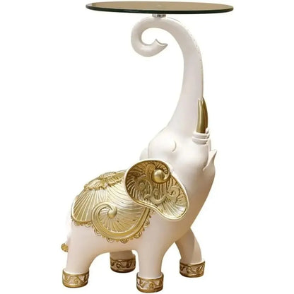 White Elephant Side Table Resin Statue