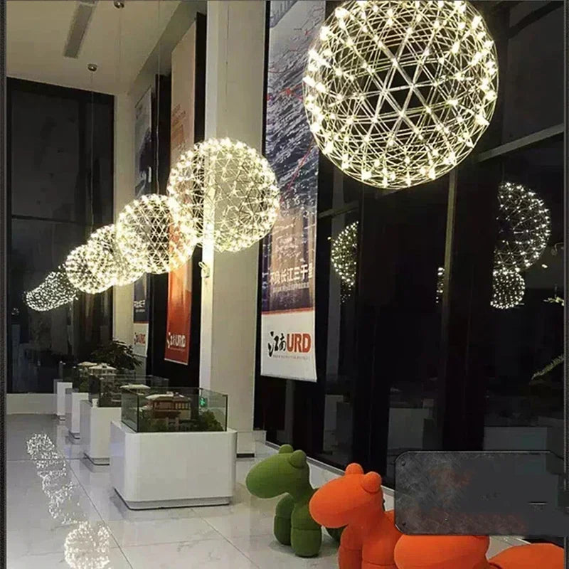 Italy Designer Assembled Spark Ball Led Chandeliers