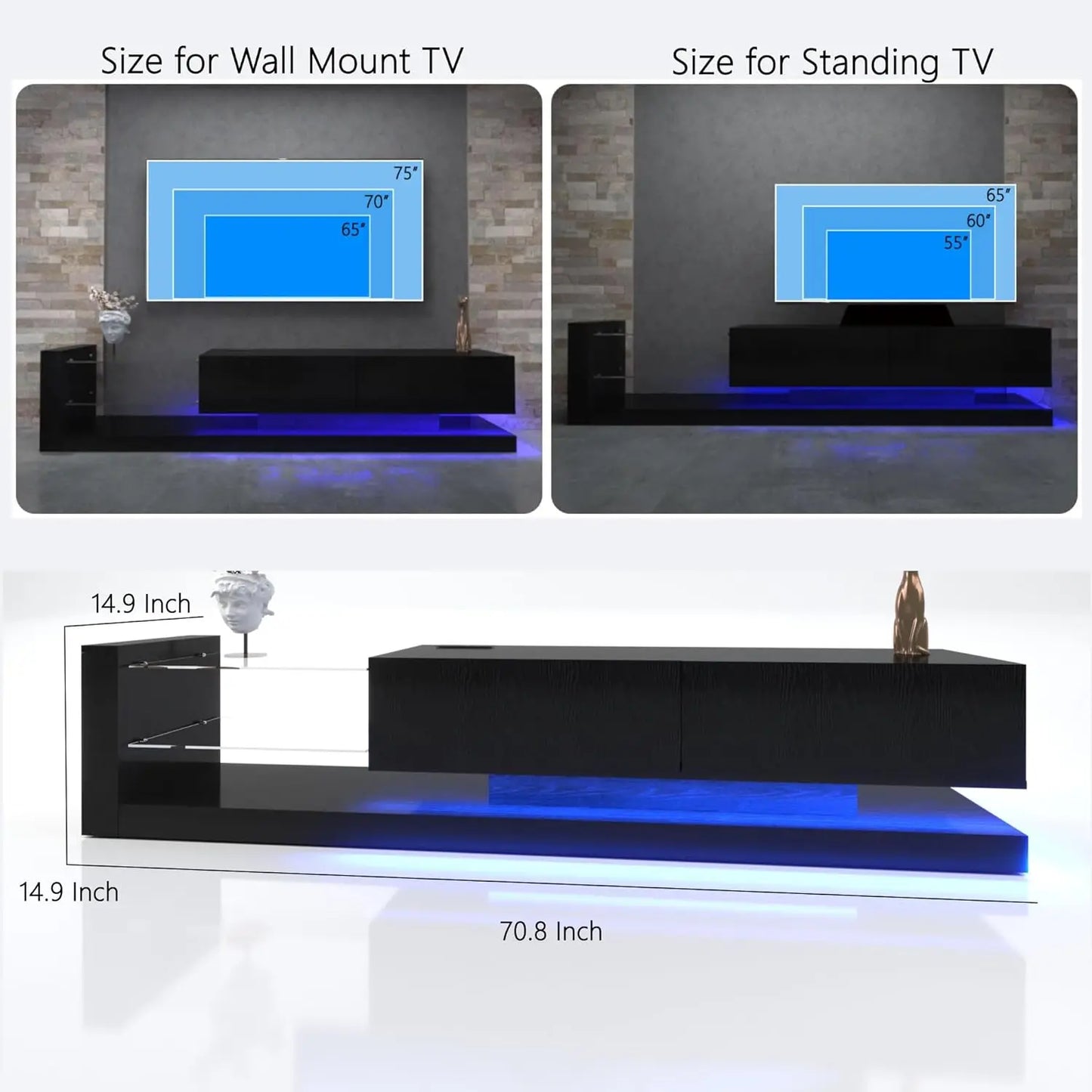 LED Entertainment Center for 55 65 75 Inch TV