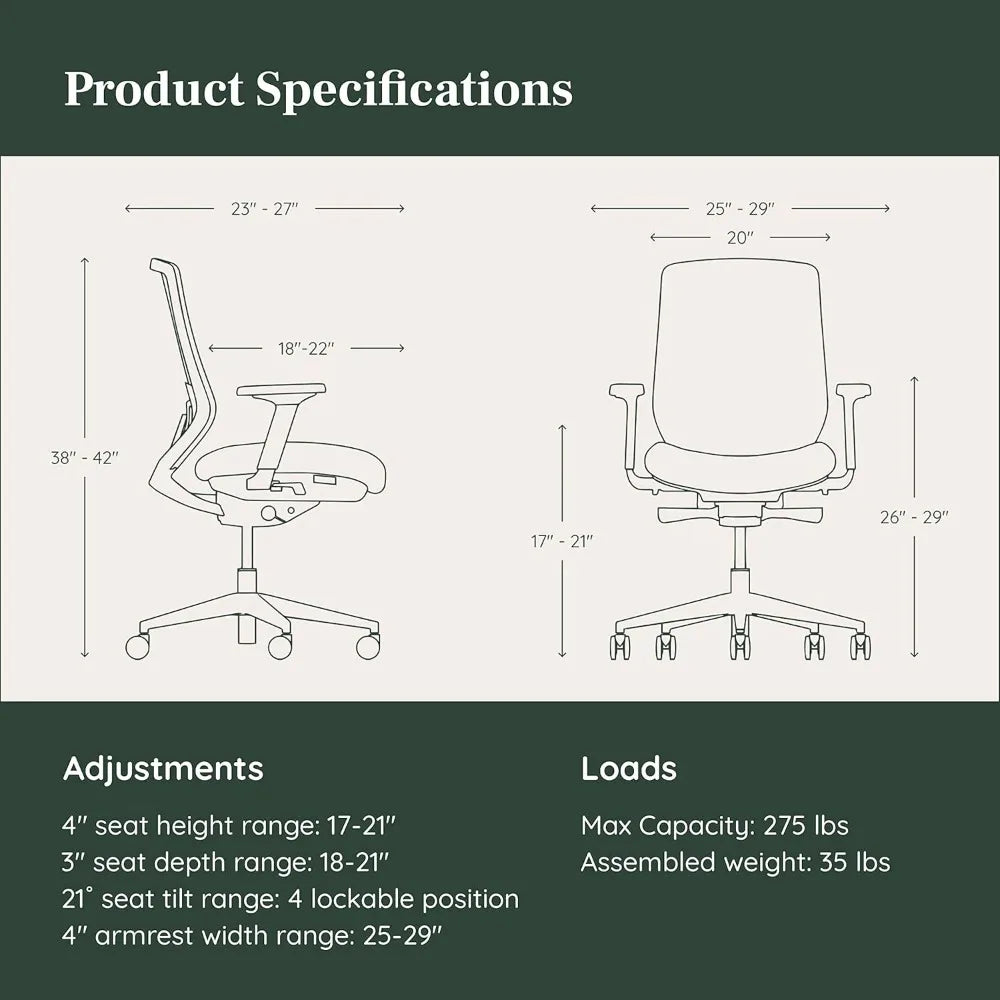 Ergonomic Versatile Desk Chair with Adjustable Lumbar Support
