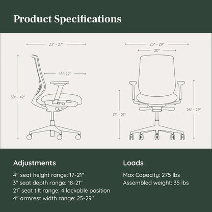 Ergonomic Versatile Desk Chair with Adjustable Lumbar Support