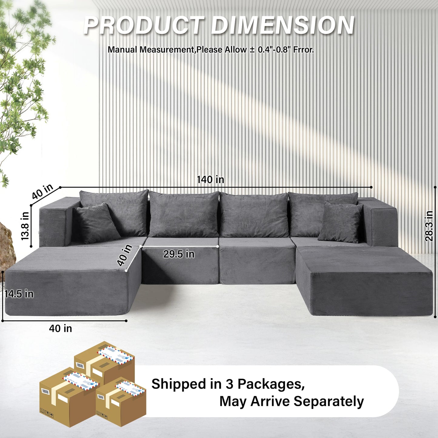 Gray Sectional Sofa Couch