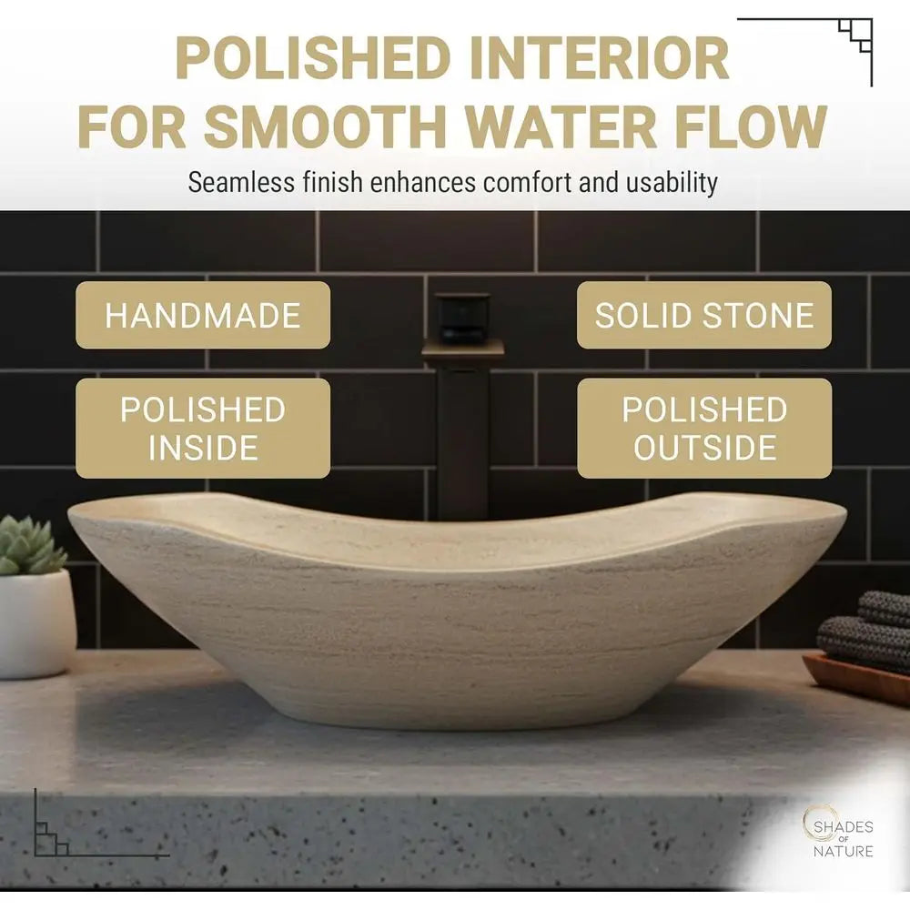 Elegant Oval Travertine Sink