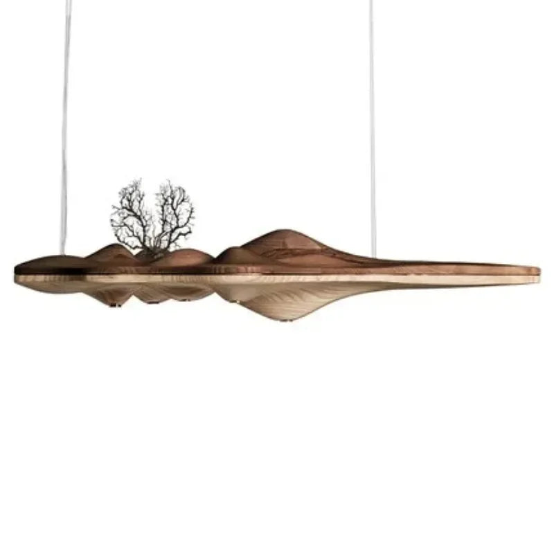 Modern Solid Wood Resin LED Light Pendant